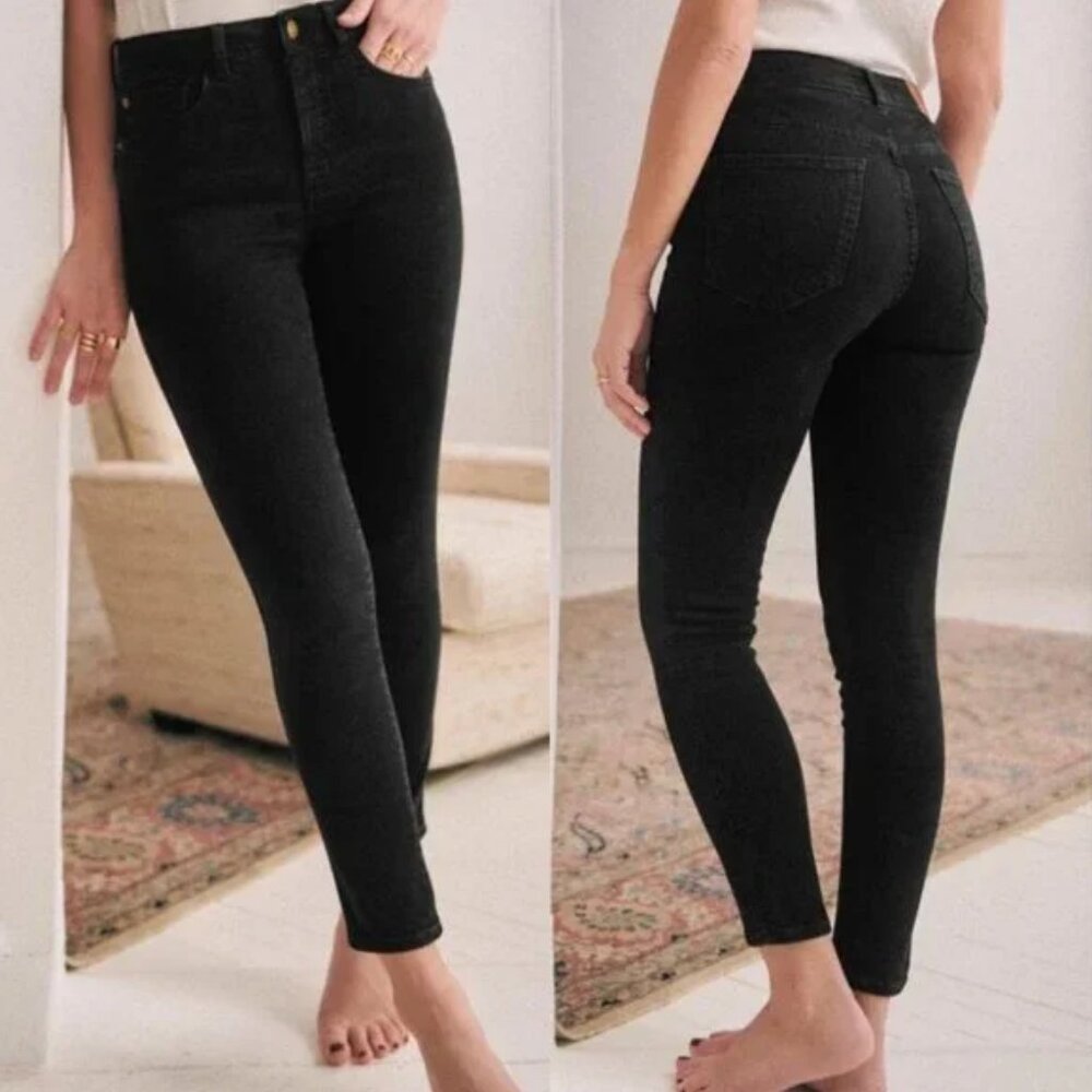 Sezane Perfect Slim Jeans Black Size 26 Stretch French Organic Cotton Denim Pant